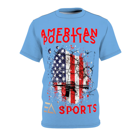2024 Political Arena: Blood Sport Unisex Cut & Sew Tee with American Flag Design
