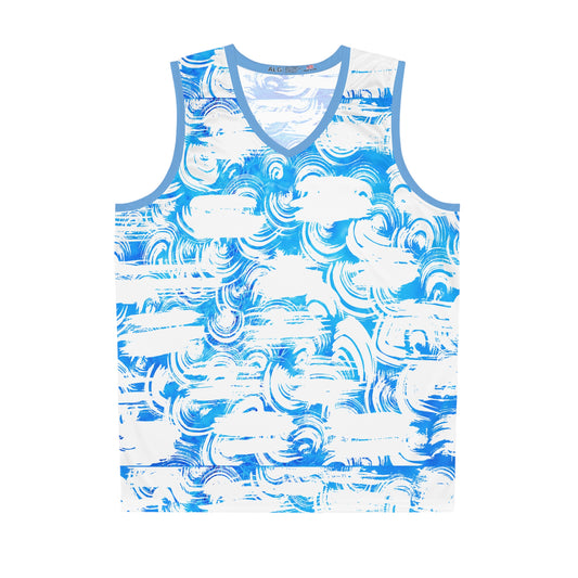 "Authentic All-Over Print Basketball Jersey in Bold Blue by [Brand]"