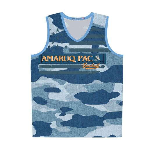 American Flag Basketball Jersey Unisex Cut & Sew Blue Camo
