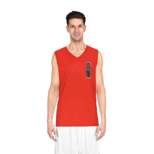 "Men's All Over Print Basketball Jersey in Vibrant Red by [Brand]"