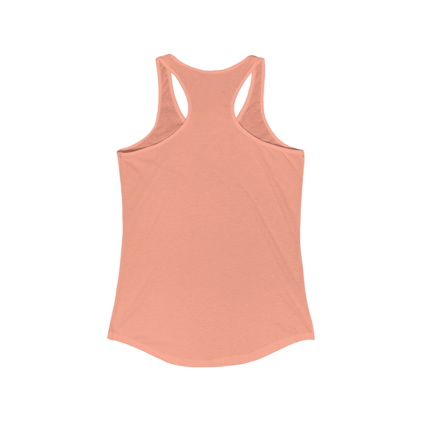 Peach racerback tank top on a white background, no model.