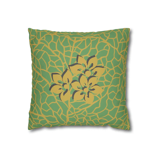 Gold Flower Faux Suede Square Pillowcase