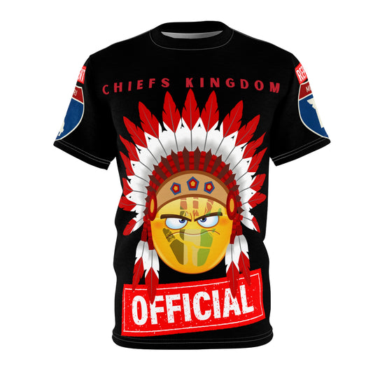 Black t-shirt with Chiefs Kingdom logo and a native headdress design.