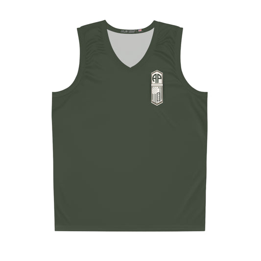 "Official [Brand] Green All-Over Print Basketball Jersey - Men's [Industry] Apparel"