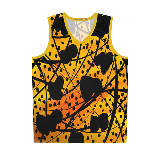"Official [Brand] Yellow All-Over Print Basketball Jersey - Stand Out on the Court!"