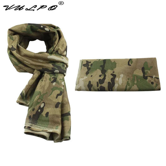 VULPO Tactical Camouflage Scarf Multifunctional Army Mesh Breathable Scarf Wrap Mask Shemagh Veil For Airsoft hunting Hiking