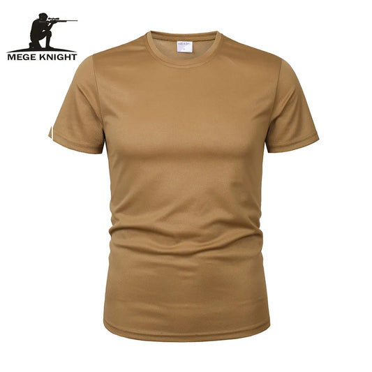 MEGE Brand Military Clothing Tactical Men's Tee Shirt Round Neck Solid Shirt Short Sleeve Breathable quick-drying Casual Shirt