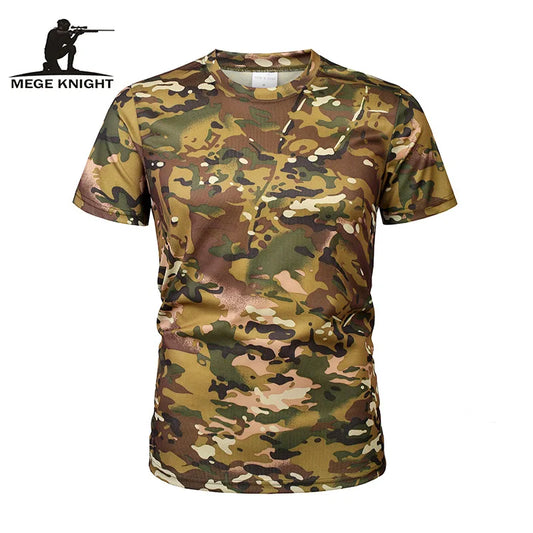 MEGE Brand Clothing Military Tactical Men's Shirt Camouflage Army Fast Dry Breathable Short Sleeve Male Casual Shirt
