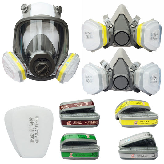 Full Face Gas Mask With Half Mask Bracket for Organic Ammonia Chlorine Acid Gas Dustproof Spray Paint Chemical Formaldehyde