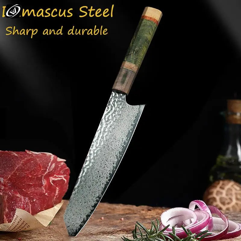 8 Inch Chef Knife 67 Layers VG10 Damascus Steel Kitchen Knives Stabili8 Inch Chef Knife 67 Layers VG10 Damascus Steel Kitchen Knives Stabilized Colored Wood Handle Professional Japanese Knife
