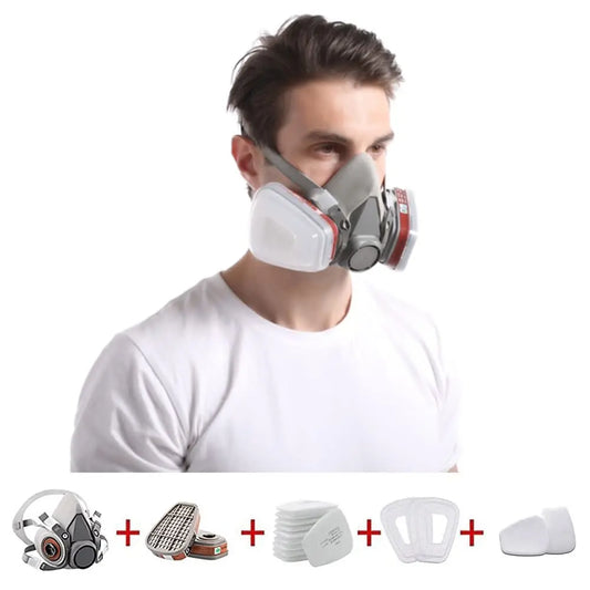 17 in 1 Face 6200 Gas Respirator Mask Painting Welding Woodworking Work Protection Reusable Half Cover Respirаtor Set