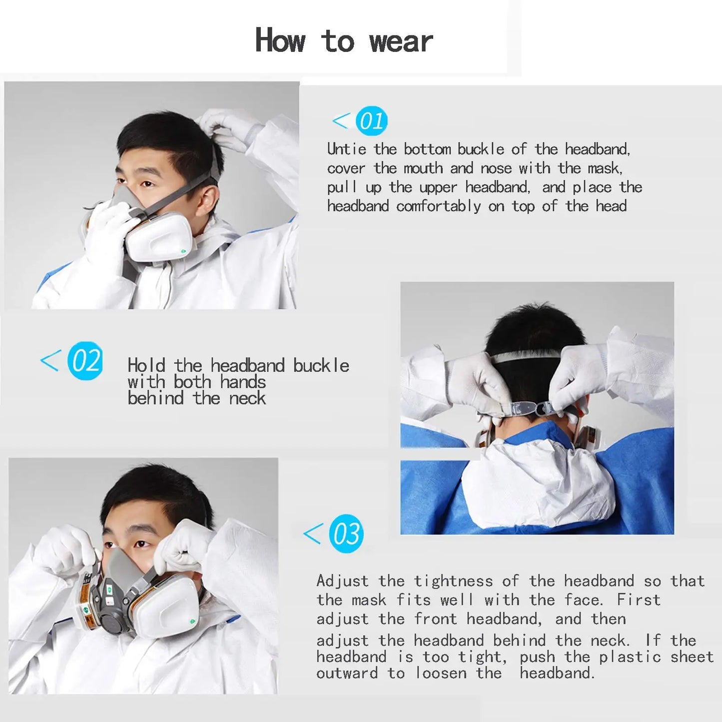 6200 Respirator Mask Reusable Half Face Cover Gas Mask with Safety Glasses Face Cover Face Shield with Filters for Painting