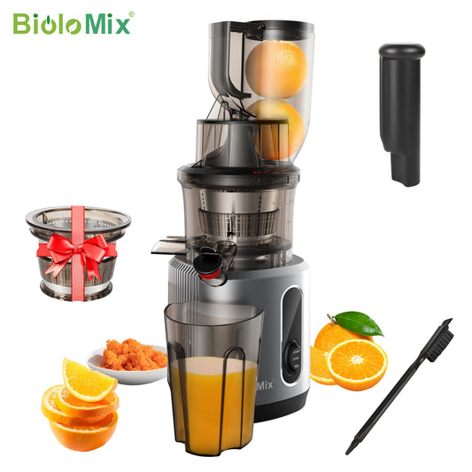BioloMix Cold Press Juicer with 75mm Feed Chute, 200W 40-65RPM PowerfuBioloMix Cold Press Juicer