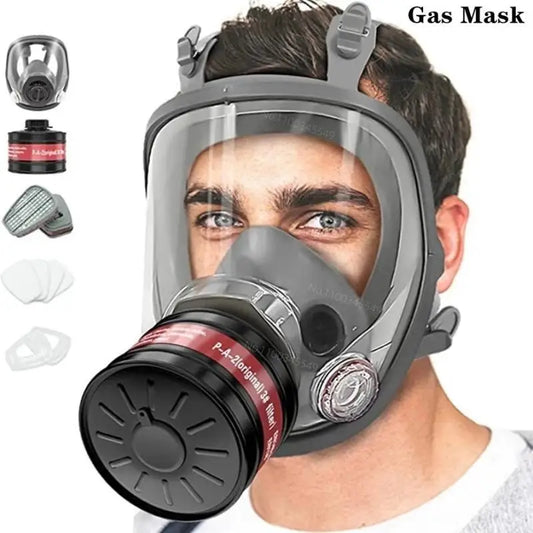 Industrial Gases, Chemical, Polishing, Welding, Spraying Gas Mask - Full Face Respirator With 40mm Filter Canister
