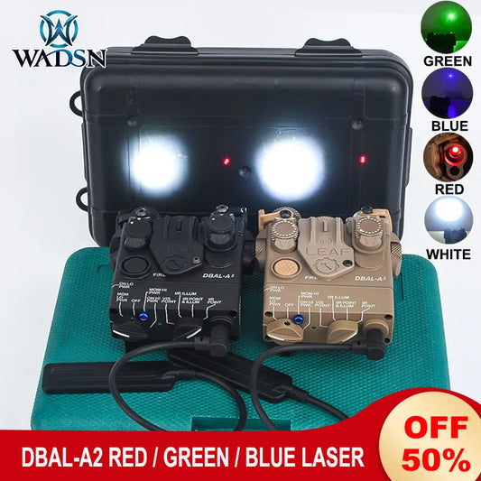 WADSN DBAL-A2 Red Green Blue Dot Laser White LED Weapon Light TacticalWADSN DBAL-A2 Red Green Blue Dot Laser White LED Weapon Light Tactical DBAL A2 Hunting Zeroing Flashlight Lasers