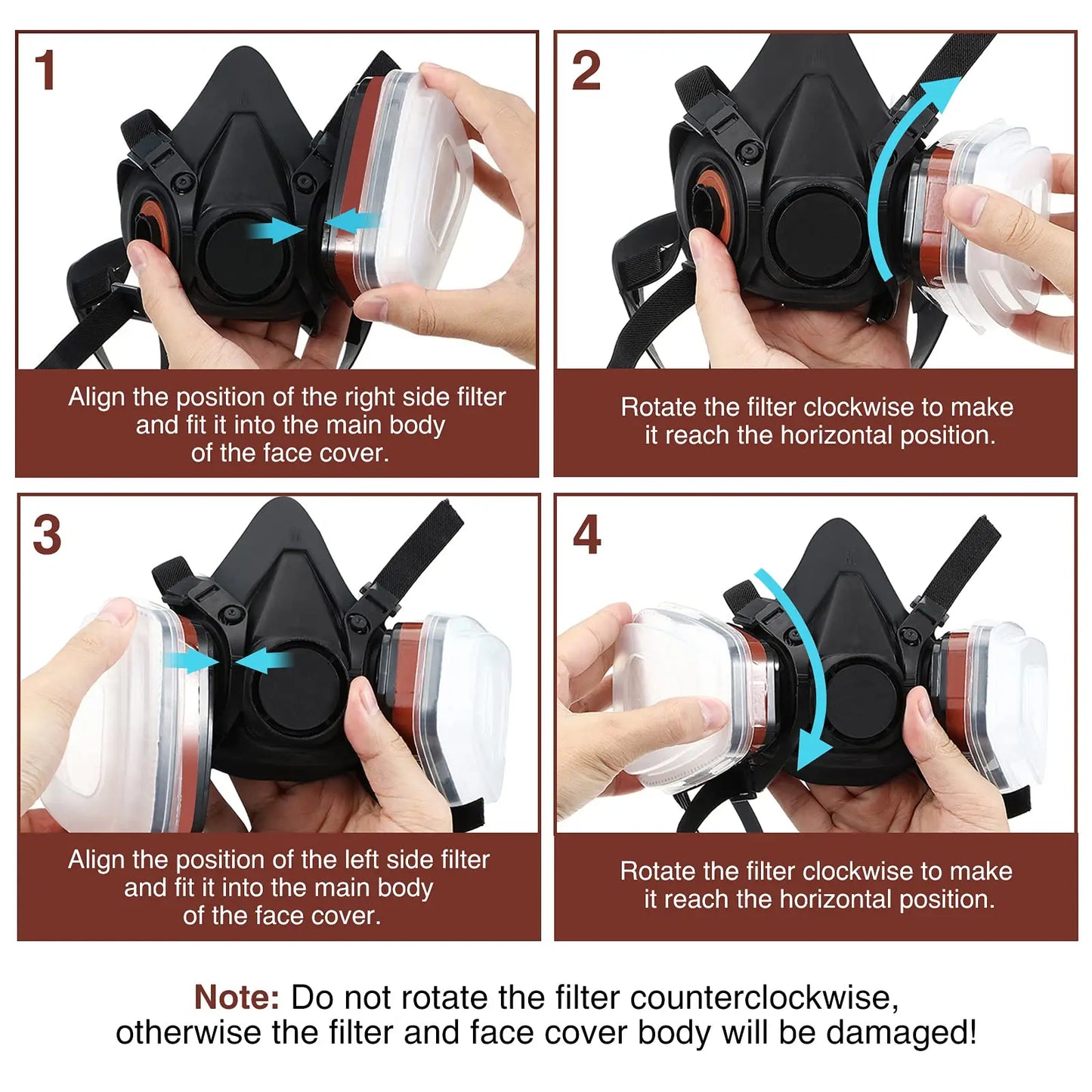 6200 Dust Gas Mask Anti-fog Safety Goggles Black Half Face Gas Respirator Epoxy Resin Painting Spray Polishing Work Safety