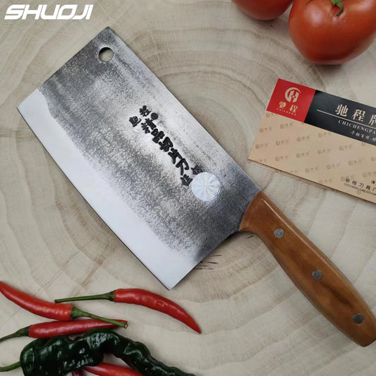 Old-fashioned Chinese Kitchen Cleaver Knife Traditional Handmade Forge-fashioned Chinese Kitchen Cleaver Knife Traditional Handmade Forged Knife High Carbon Steel Slicing Knife Rose Wood Handle