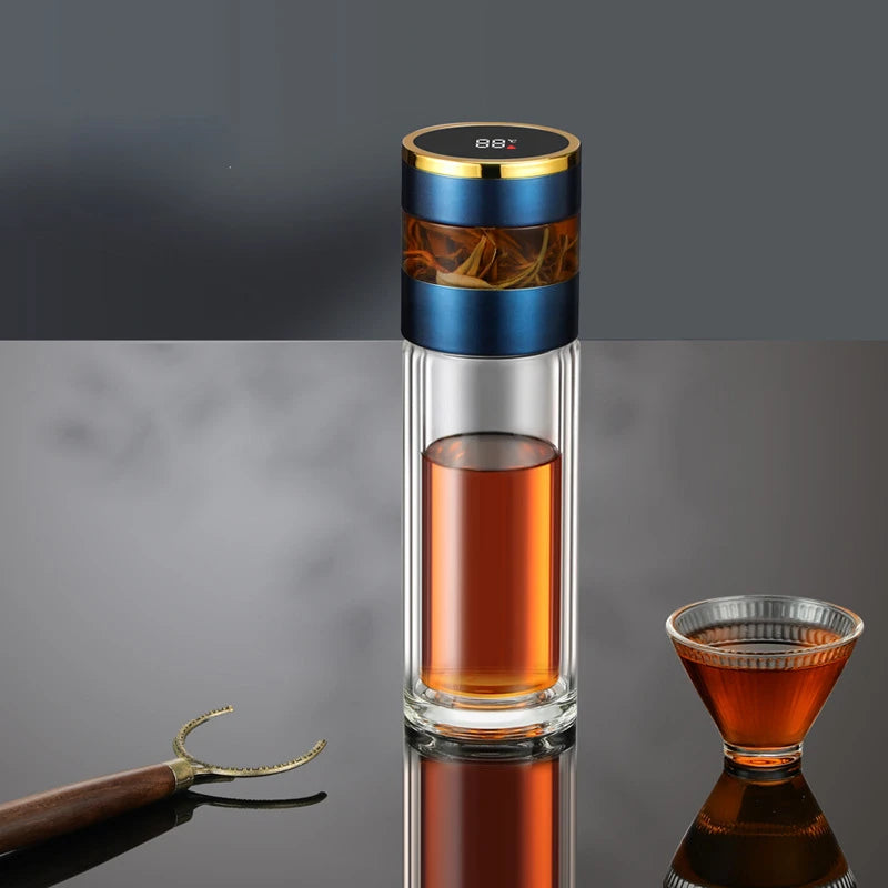 Tea Infuser Vacuum Flask Temperature LED Display 450ml Insulated Cup Stainless Steel Tumbler Thermos Bottle Travel Coffee Mug